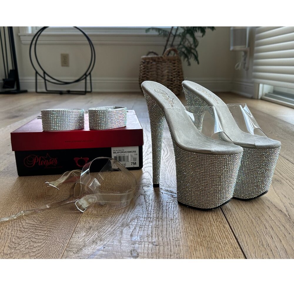 Pleaser rhinestone crystal heel bejeweled size 7